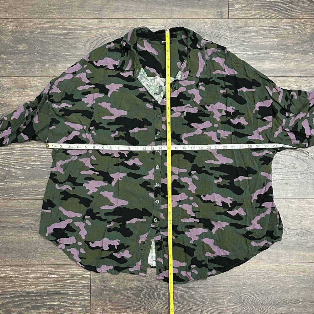 Torrid - Drop Shoulder Button Down Blouse - Camo … - image 2